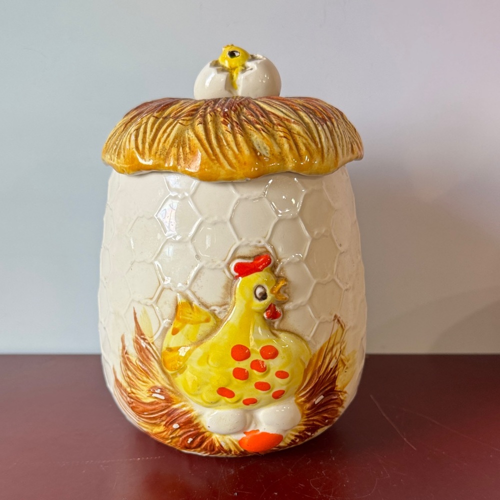 Vintage Sears Roebuck "Chicken Little" ceramic kitchen canister, made in Japan